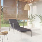 vidaXL Ligbed met kussen poly rattan grijs, Verzenden
