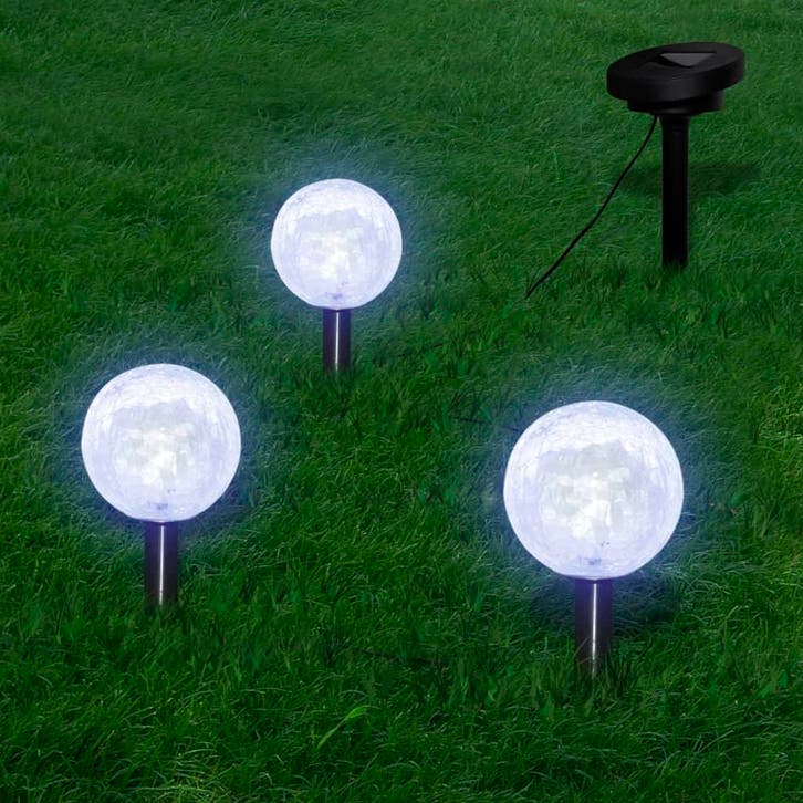 vidaXL Solarbollampen 3 st LED met grondankers en, Tuin en Terras, Buitenverlichting, Nieuw, Verzenden