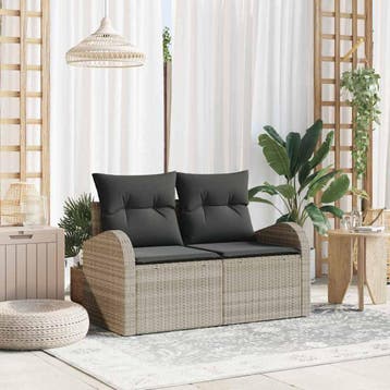 vidaXL Tuin Sofa met kussen Lichtgrijs 124 x 62 x 69cm poly, Verzenden, Nieuw