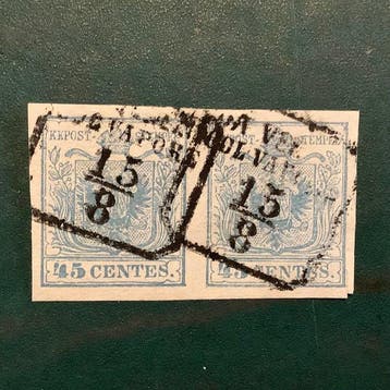 Italiaanse oude staten - Lombardije Venetië 1850 - 45 centes, Postzegels en Munten, Gestempeld
