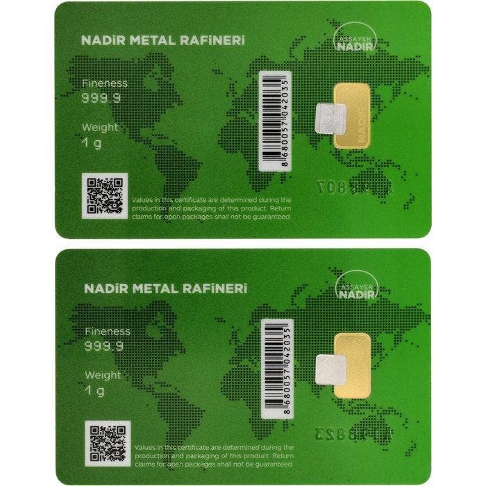 2 gram - Goud .999 - Nadir Metal Rafineri, Turkey -, Postzegels en Munten, Edelmetalen en Baren