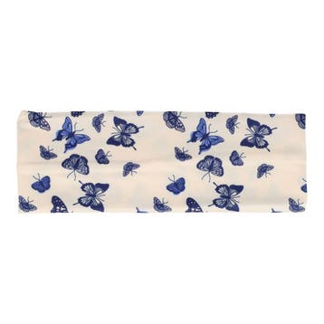 Haarband Stof 8cm - Vlinder Print - Wit Blauw, Nieuw