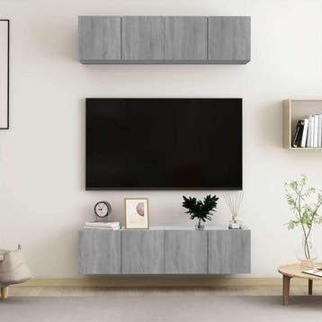 vidaXL Tv-meubelen 4 st 60x30x30 cm bewerkt hout grijs, Verzenden, Nieuw