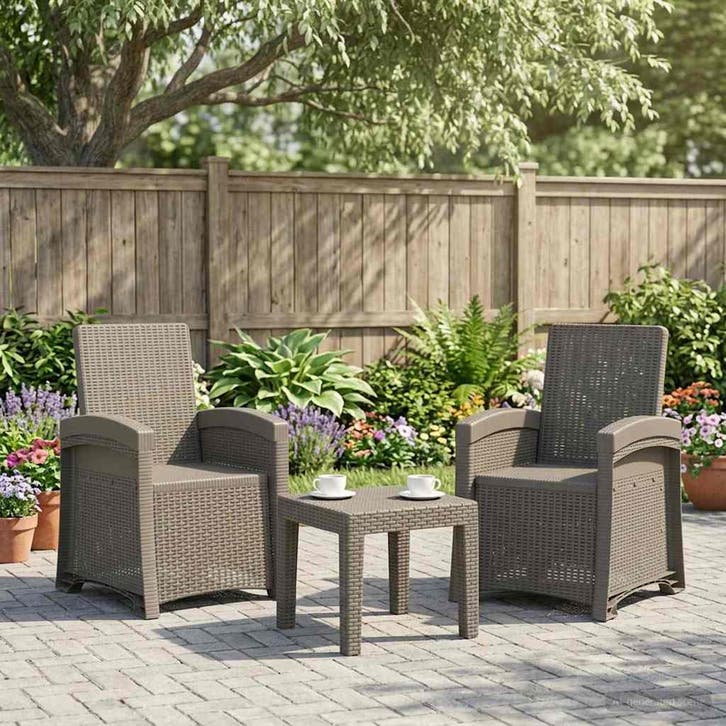 vidaXL Ligstoel Rieten Look 2 st Lichtgrijs PP, Jardin & Terrasse, Chaises de jardin, Envoi