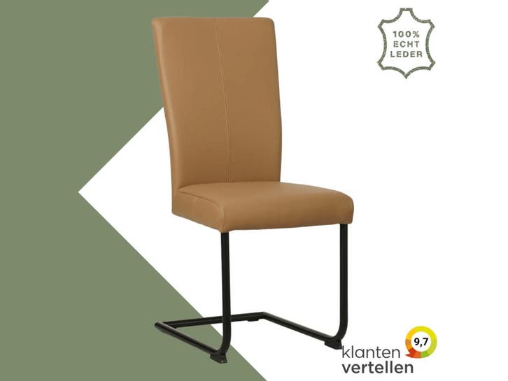 Leren eetkamerstoel Dry - Toledo Camel (bruin) - Sledepoot, Maison & Meubles, Chaises, Enlèvement ou Envoi