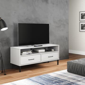 vidaXL Tv-meubel met metalen poten OSLO massief grenenhout, Verzenden