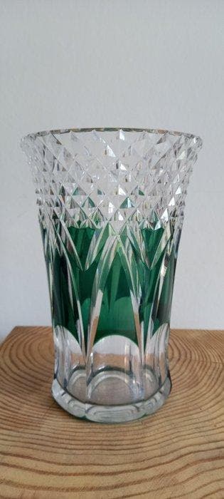 Val Saint Lambert - Vaas - Kristal - Smaragdgroene vaas