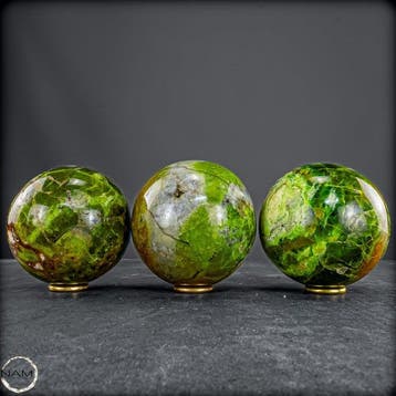 Groen Opal-Set – Drie bollen van natuursteen in tijdloze