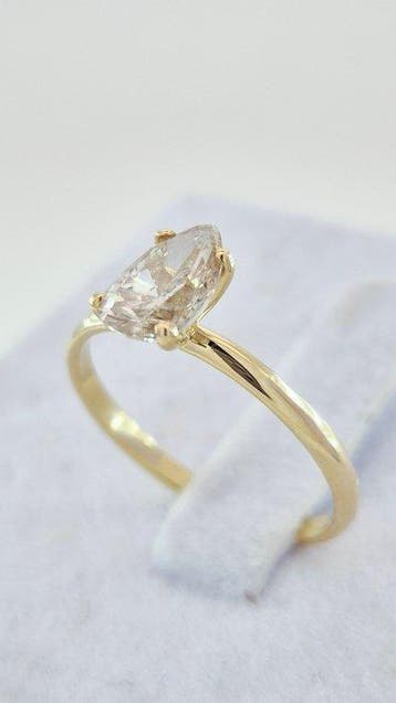 Ring - 14 karaat Geel goud - 0.89ct. tw. Geel Diamant