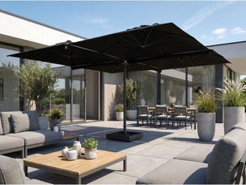 Veiling - Vierdubbele hangende parasol zwart 4 * 300x300cm