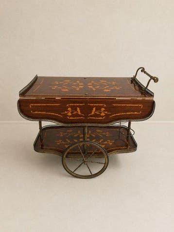 Serveerwagen - Hout - Barwagen / serveerwagen vintage met, Antiek en Kunst, Curiosa en Brocante