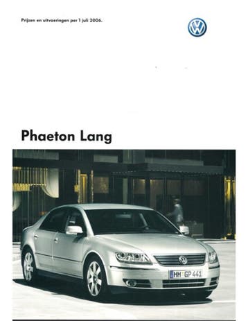 2006 VOLKSWAGEN PHAETON LANG BROCHURE NEDERLANDS