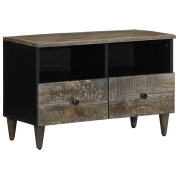 vidaXL Tv-meubel 70x33,5x46 cm massief mangohout lichtgrijs, Huis en Inrichting, Verzenden, Nieuw