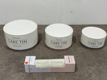 Veiling - 2x Typhoon cakeblikken met deegroller set 4-delig, Nieuw