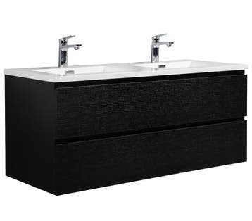 Badkamermeubel Set Angela 120cm Zwart Houtnerf  Badmeubel, Verzenden