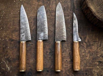 Kitchen , Chef Knife , Etching Hand Forged in Old Twisted, Antiek en Kunst