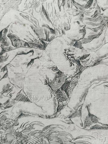 Simone Cantarini (1612-1648), da - Sacra Famiglia con San