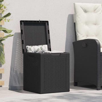 vidaXL Tuinbox 90 L PP rattan zwart, Tuin en Terras, Verzenden, Nieuw