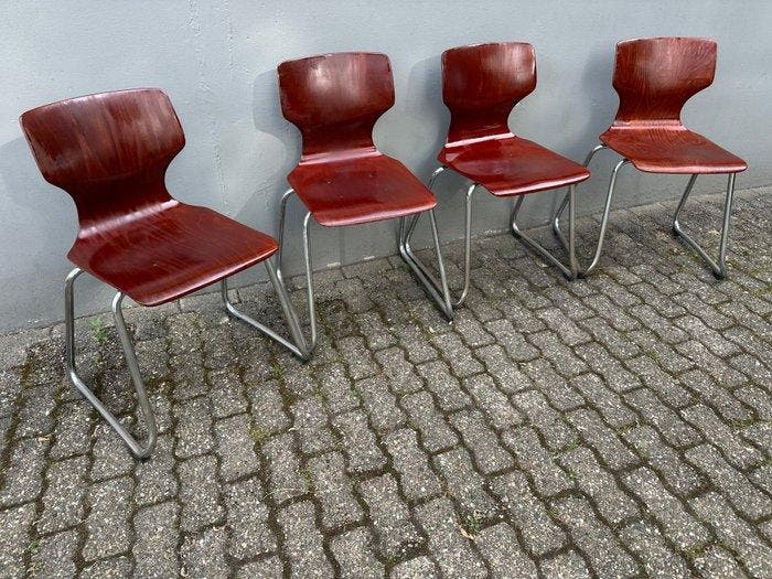 Flototto - Elmar Flototto - Stoel (4) - schelpstoel - Hout,, Antiquités & Art, Antiquités | Meubles | Chaises & Canapés