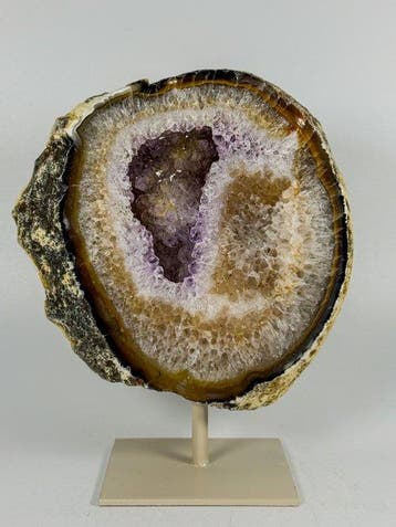 Very rare colored - natural agate with crystal geode on