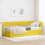 vidaXL Hoek Bed Frame Geel 90 x 190 cm Fluweel, Verzenden, Nieuw