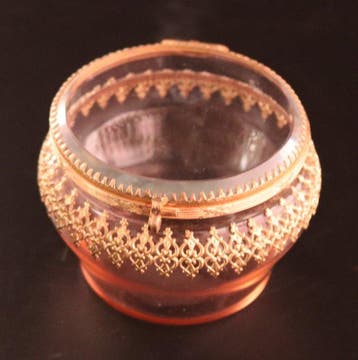 Antiek dekselpotje - Bocal - Verre, bronze doré, Antiquités & Art
