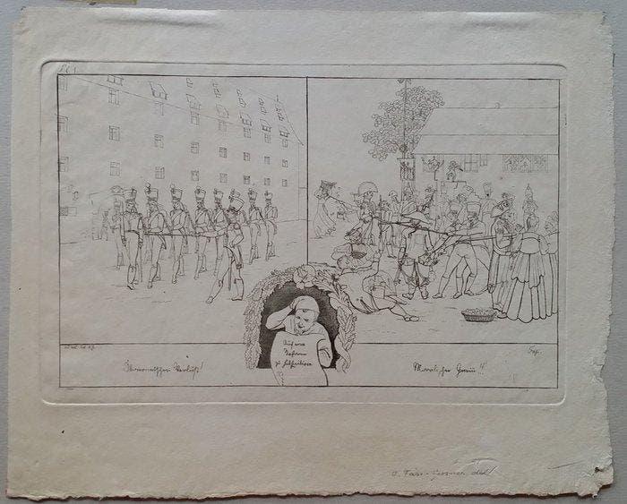 Johann-Konrad Fasi-Gessner (1796–1870) - Soldaten - etching, Antiek en Kunst, Antiek | Overige Antiek