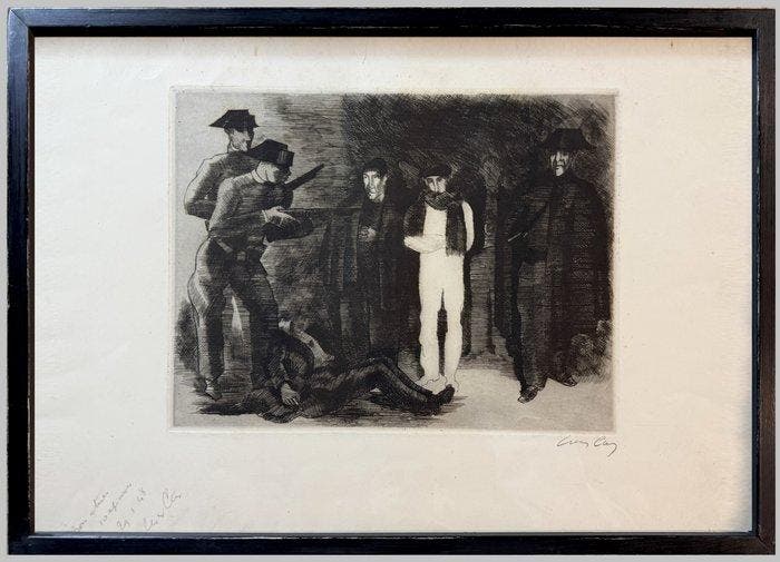 Yves Alix (1890-1969) - La Reddition (Scène de Répression en, Antiek en Kunst, Antiek | Overige Antiek