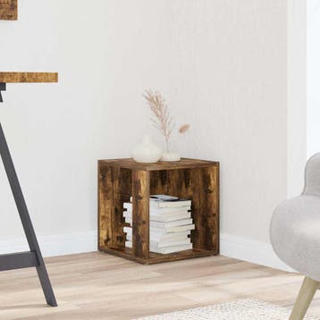 vidaXL Bijzettafel 33x33x34,5 cm bewerkt hout gerookt, Verzenden, Nieuw