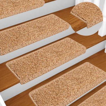 vidaXL Trapmatten 10 st 65x21x4 cm beige rechthoekige rand, Doe-het-zelf en Bouw, Verzenden, Nieuw
