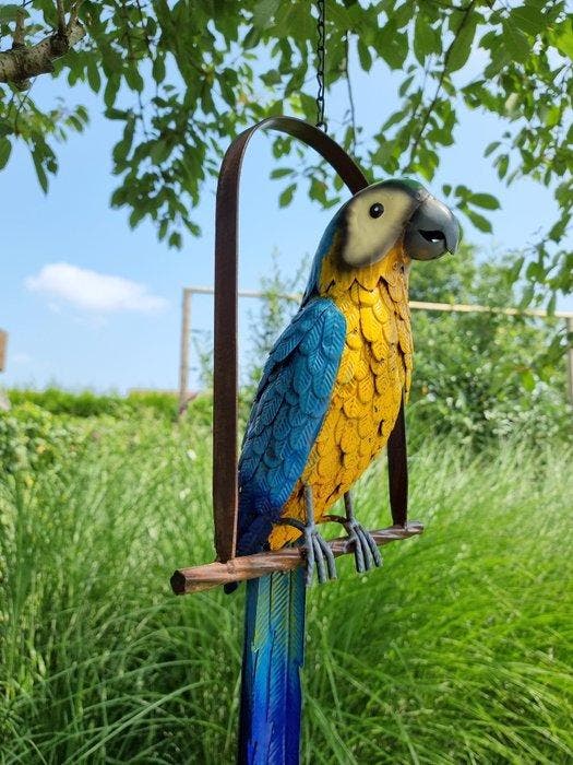 Papegaai op schommel - Beeldje - Parrot on Swing - Metaal, Antiquités & Art, Curiosités & Brocante