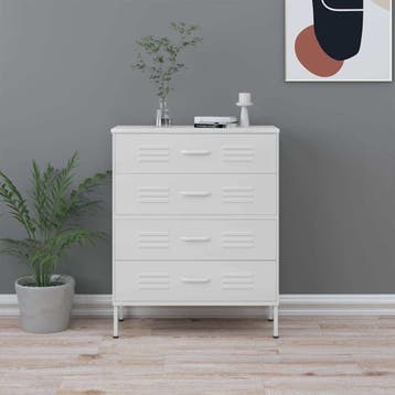 vidaXL Ladekast 80x35x101,5 cm staal wit, Verzenden