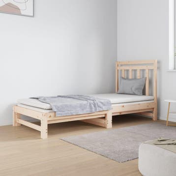 vidaXL Slaapbank uitschuifbaar massief grenenhout 2x(90x190), Verzenden, Nieuw