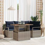 vidaXL Tuin Eettafel Set met kussen 5 pcs Grijs en, Verzenden, Nieuw