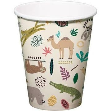 Papieren Bekers Dierentuin Dieren 250ml 6st, Verzenden, Nieuw