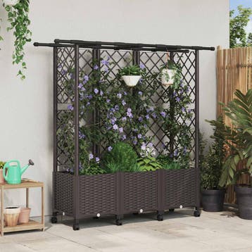 vidaXL Verhoogd Bed met Trellis en Dak Bruin 163,5 x 40 x, Verzenden