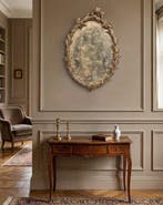 Spiegel - Hout - Zilveren Spiegel Mekka, Antiek en Kunst