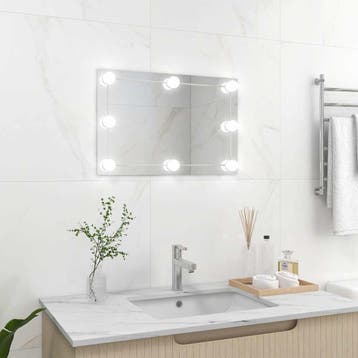 vidaXL Wandspiegel met LED-lampen rechthoekig glas, Huis en Inrichting, Verzenden, Nieuw