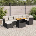 vidaXL 8-delige Loungeset met kussens poly rattan acacia, Verzenden, Nieuw, Loungeset