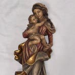 sculptuur, Madonna mit kind - Handgeschnitzt & Handbemalt -, Antiek en Kunst