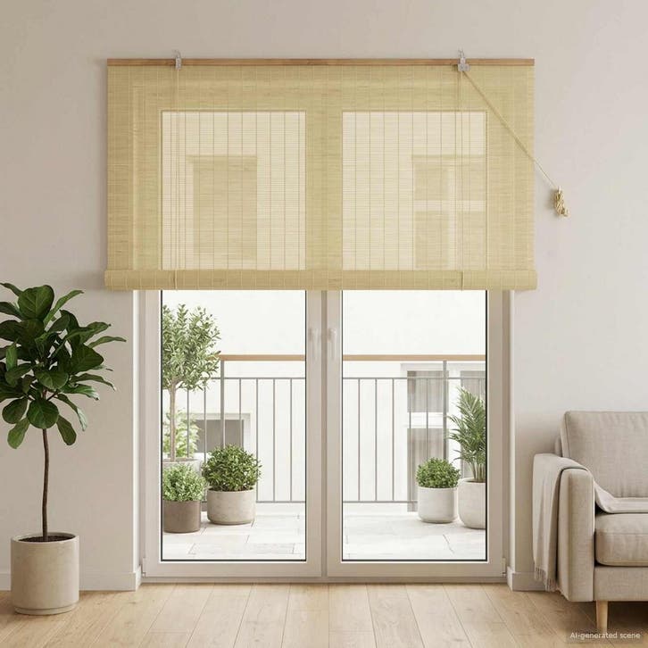 vidaXL Rolgordijn Naturel 130 x 220 cm Bamboe, Huis en Inrichting, Stoffering | Gordijnen en Lamellen, Nieuw, Verzenden