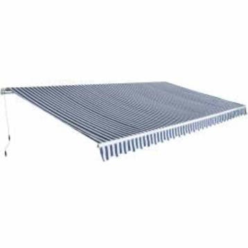 vidaXL Luifel handmatig uittrekbaar 600 cm blauw/wit, Verzenden
