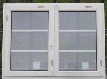pvc raam , chassis , venster 138 x 104 wit / kwartsgrijs, 75 tot 150 cm, Kunststof, Raamkozijn, Nieuw