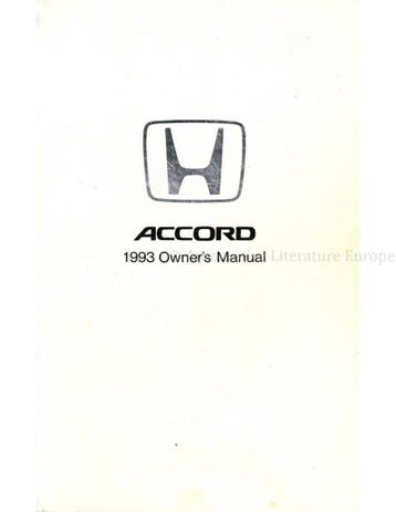 1993 HONDA ACCORD INSTRUCTIEBOEKJE ENGELS (VS | CAN)