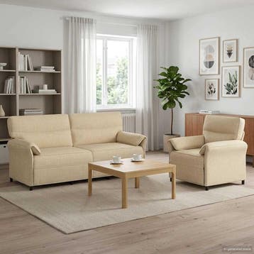 vidaXL bank / zetelstel 2 st Crèmekleurig Stof, Verzenden