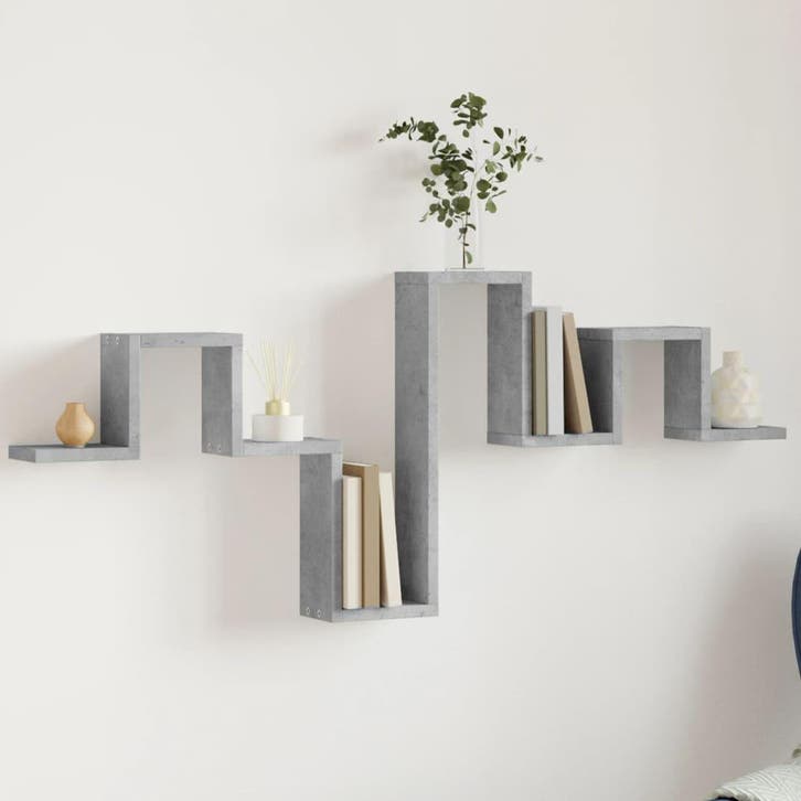vidaXL Wandschap 104,5x10x43 cm bewerkt hout betongrijs, Huis en Inrichting, Kasten | Wandmeubels, Nieuw, Verzenden