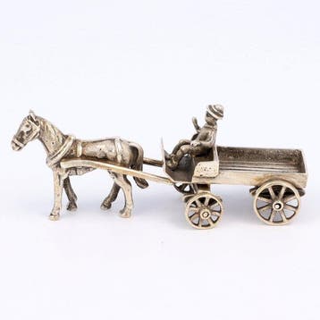 Hondenkar, worstenmaker, sleede & paard met wagen - Beeldje