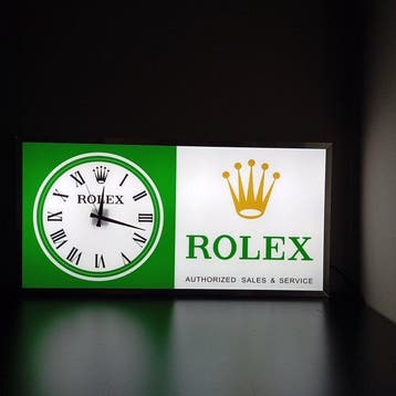 ROLEX ILLUMINATED SIGN WITH CLOCK - ENSEIGNE LUMINEUSE ROLEX