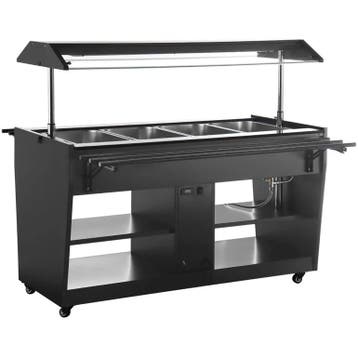 Verwarmd Buffet | Zwart | 4x 1/1 GN | 30°C/90°C |, Verzenden