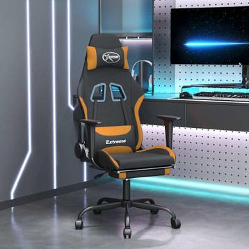 vidaXL Massage gamestoel met voetensteun stof zwart en, Huis en Inrichting, Stoelen, Verzenden, Nieuw